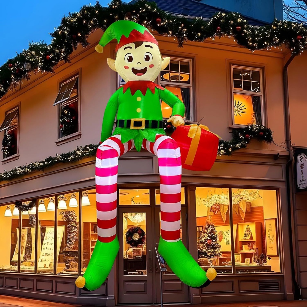 Kids Outdoor Lights - 8ft infláveis de natal sentado elfo