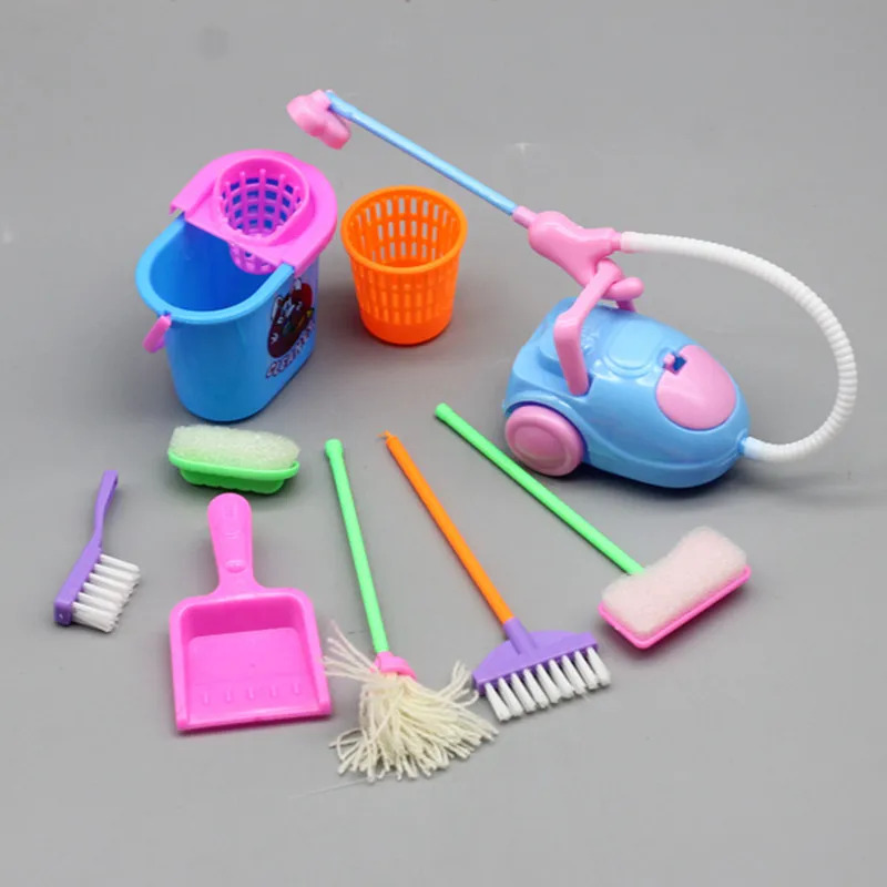 9 pçs casa de boneca em miniat - Kids Outdoor Broom avaliação e preço