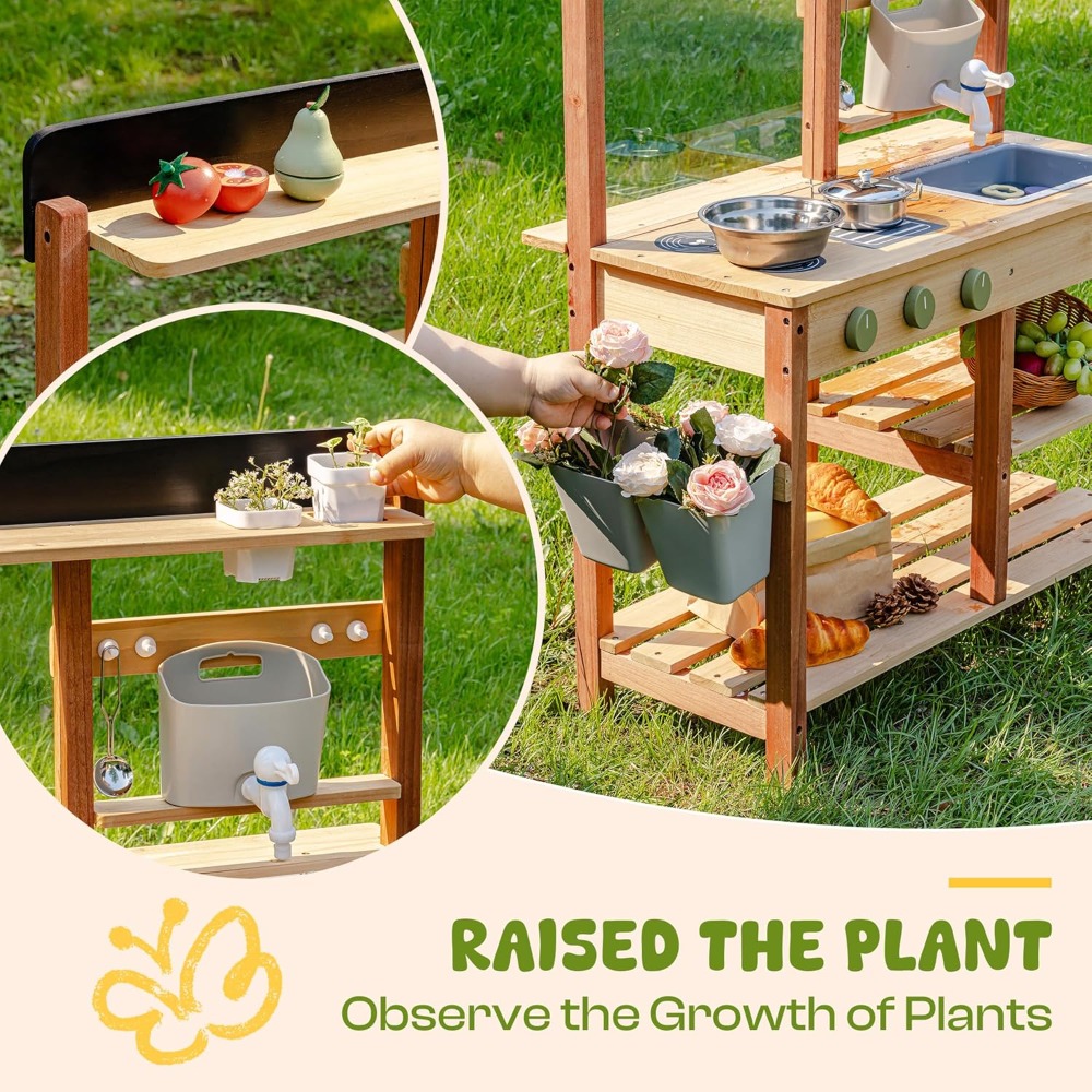 Cozinha de Madeira para Crianç - Kids Outdoor Mud Kitchen avaliação e preço