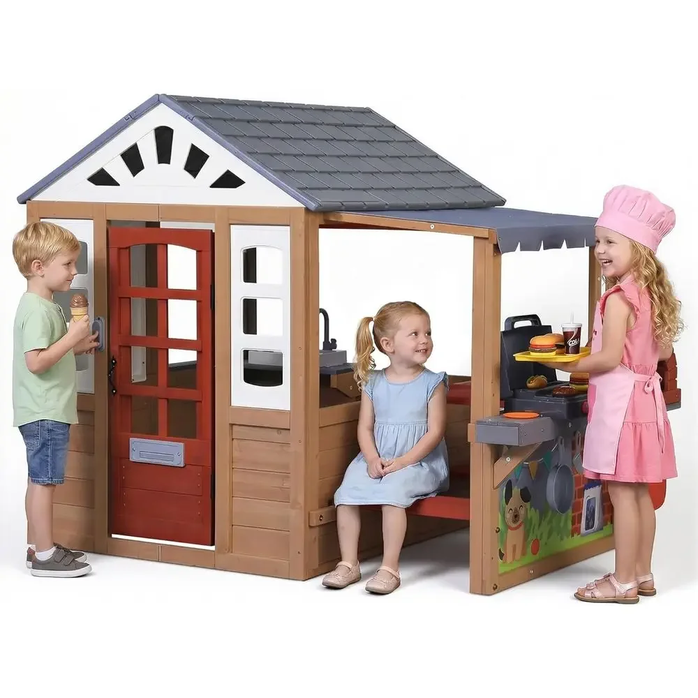Casa de Brincar de Madeira par - Kids Outdoor Grill avaliação e preço