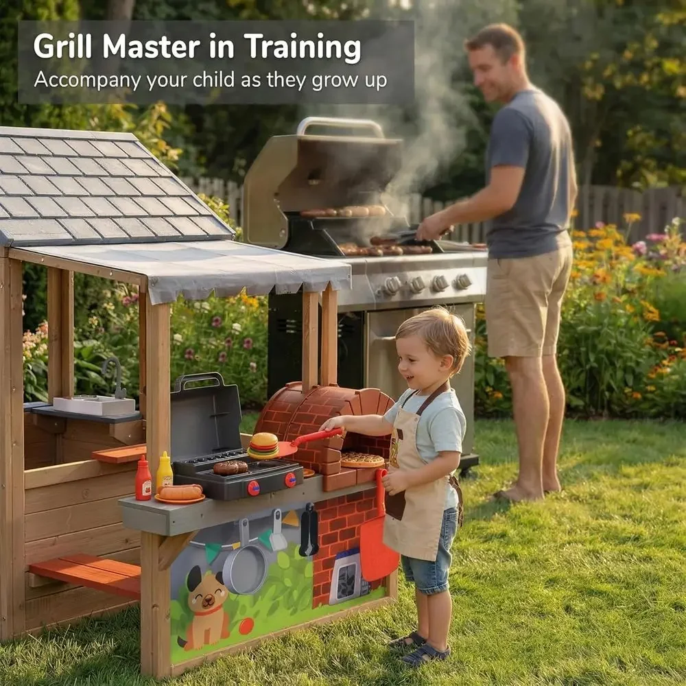 Casa de Brincar de Madeira par - Kids Outdoor Grill avaliação e preço